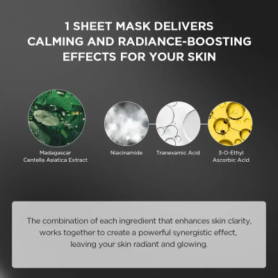 SKIN1004 Madagascar Centella Tone Brightening Glow Mask - masca de fata formulata cu niacinamida si acid tranexamic, care contribuie la hidratarea pielii si la uniformizarea tonului pielii - 25 ml