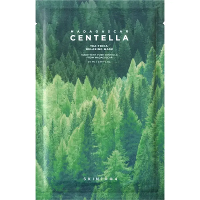 SKIN1004 Madagascar Centella Tea-Trica Relaxing Mask - masca de fata formulata cu extract de frunza de arbore de ceai si acid salicilic, care contribuie la calmarea pielii sensibile, la imbunatatirea aspectului porilor si la metinerea echilibrului dintre 